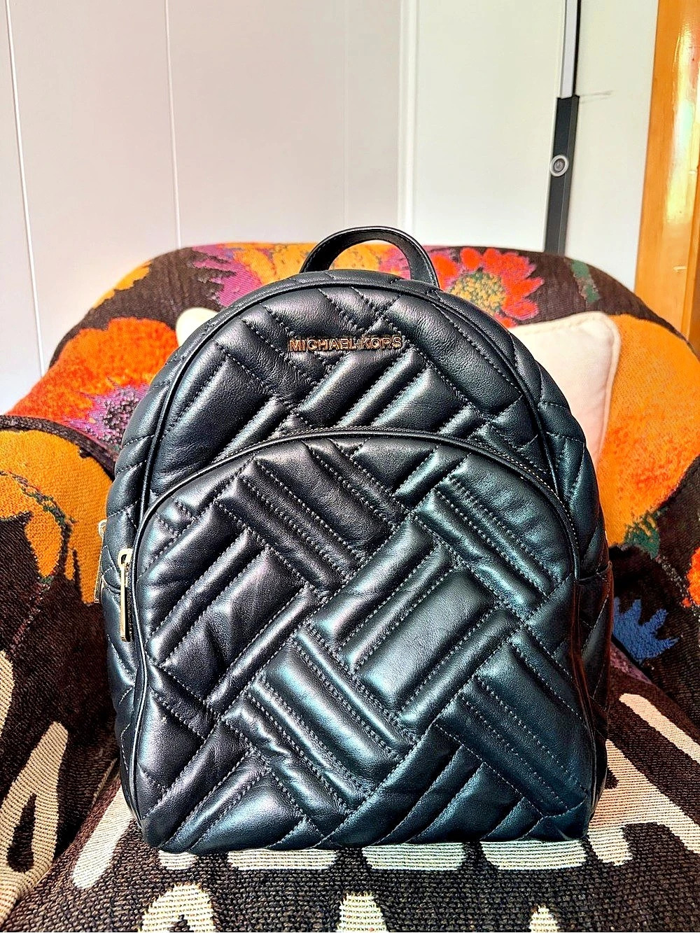 Michael Kors Tribeca Small Quilted Leather Backpack Black